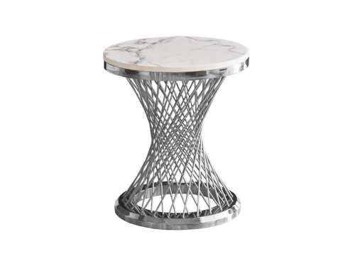 Milan Marble Side Table-Gold/Silver