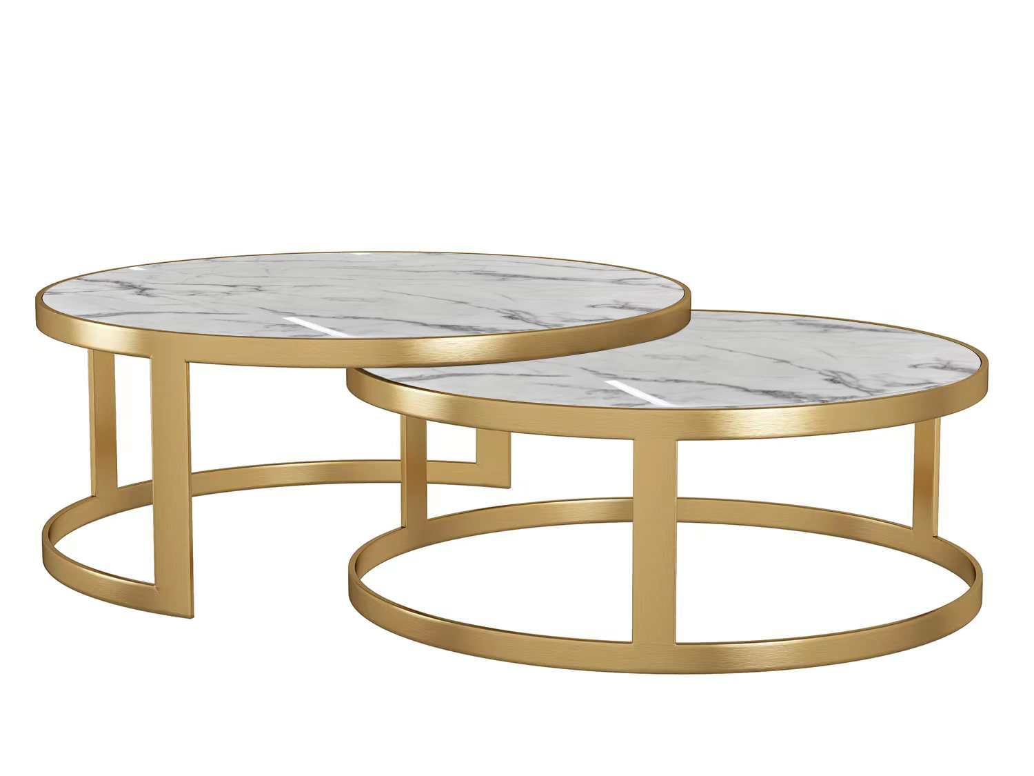Veruna marble coffee table set-Golden | Agape Furniture