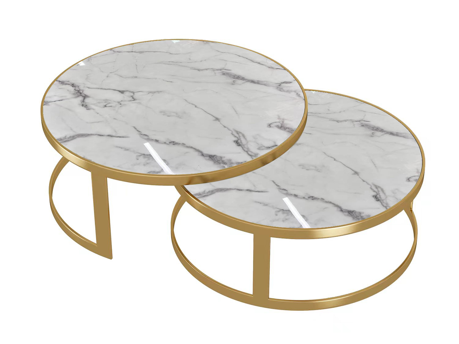 Veruna marble coffee table set-Golden | Agape Furniture