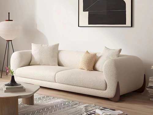 Essence Bouclé Sofa 3 seater with wood legs
