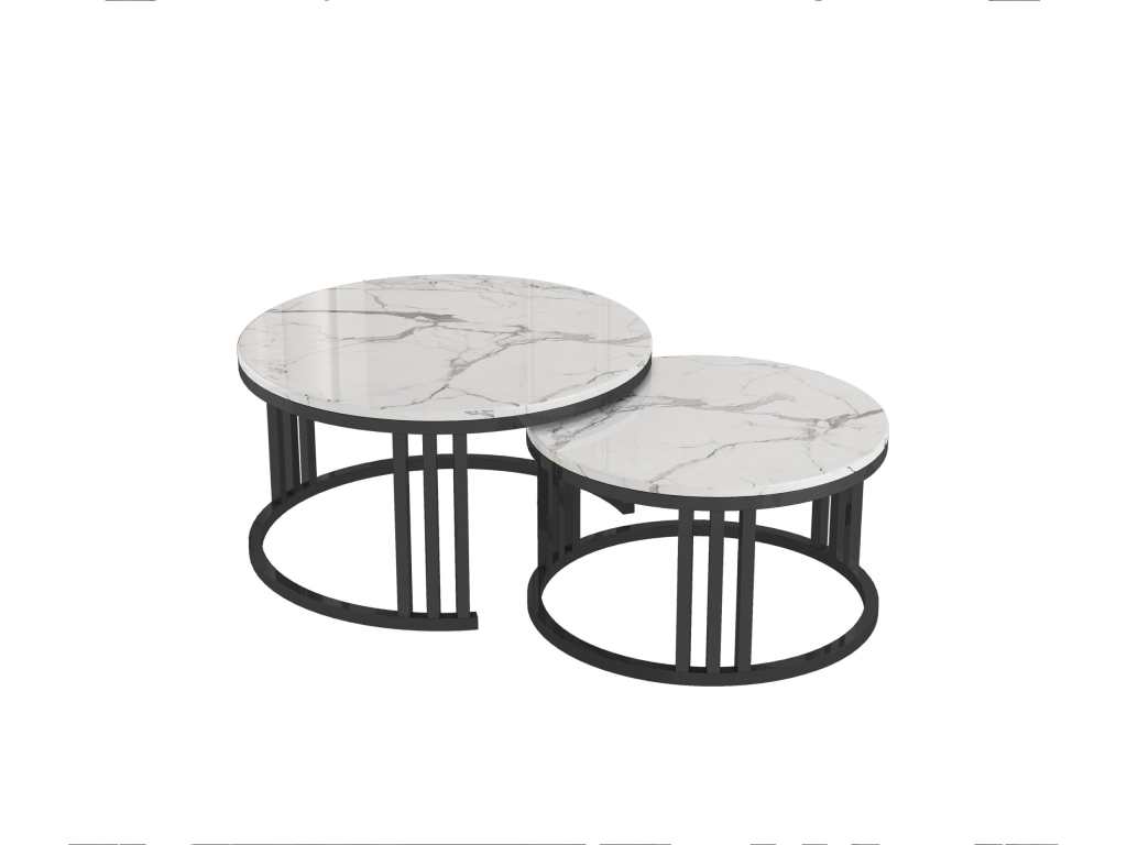 Glory marble coffee table setBlack Agape Furniture