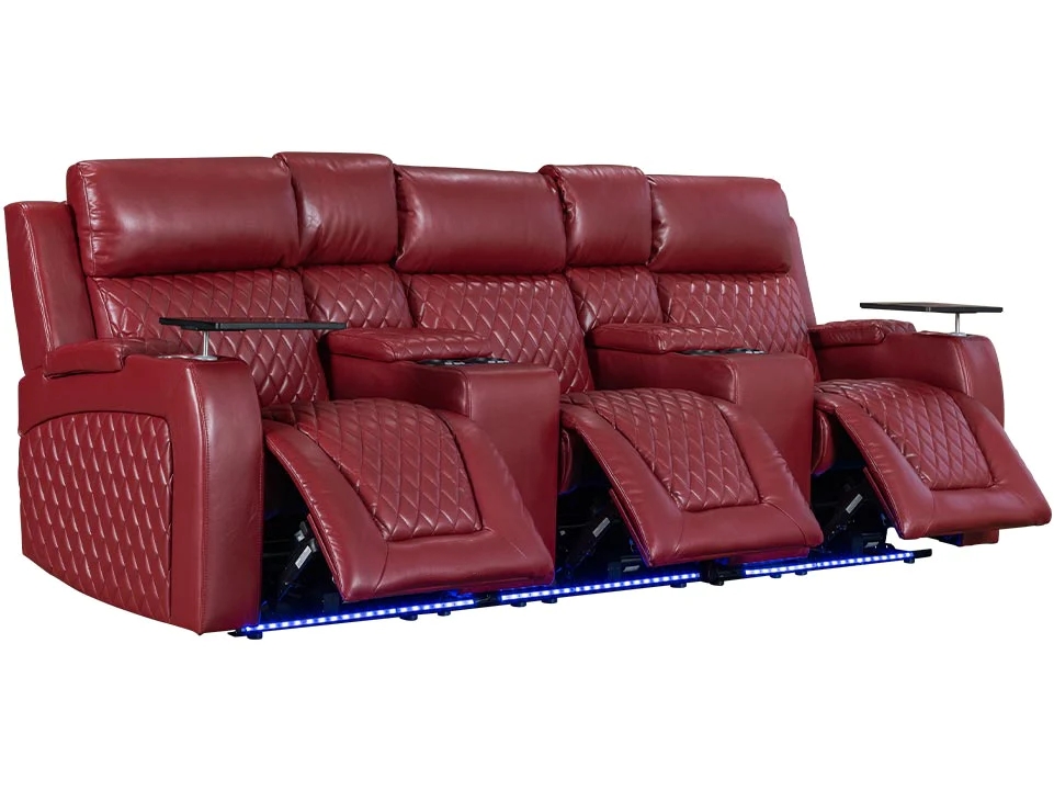 Cosgrove—ELECTRIC Cinema 3 seat recliner-Black/Red | Agape Furniture