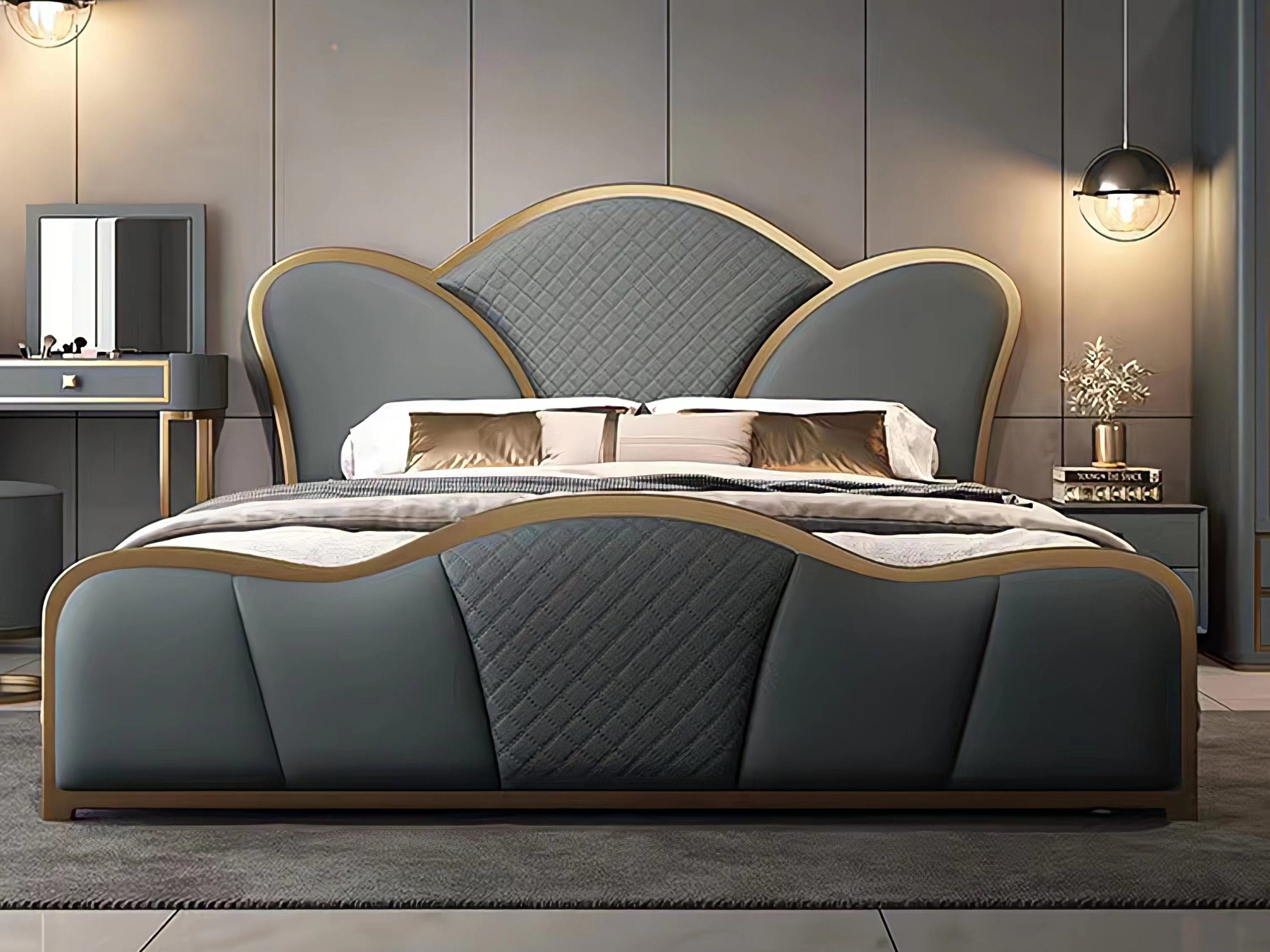 Netallie Leather Bed FrameQueen/King Agape Furniture