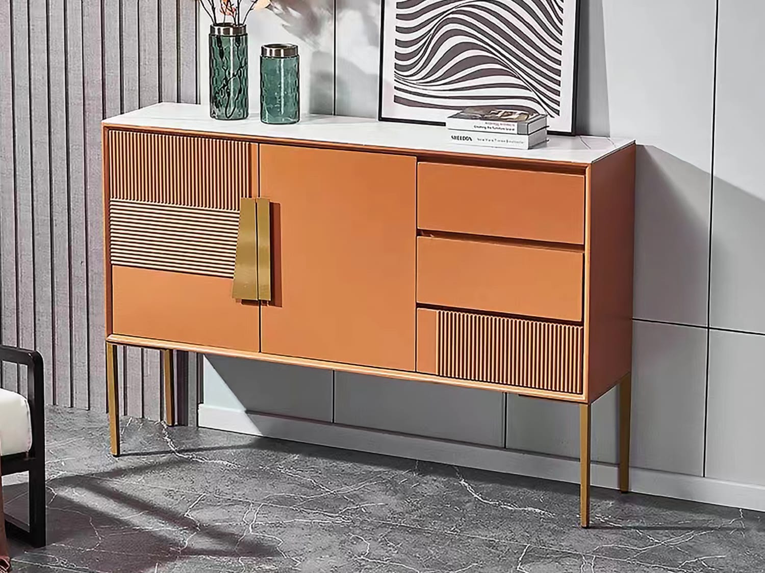 Bathurst Marble Sintered Stone Top Agape Furniture