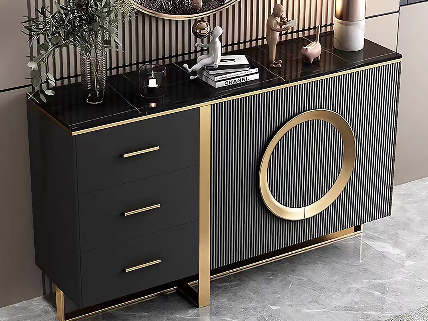 Oak Marble Sintered Stone Top Agape Furniture