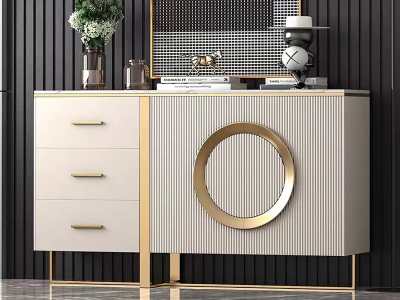 Oak Marble Sintered Stone Top Cabinet/Buffet