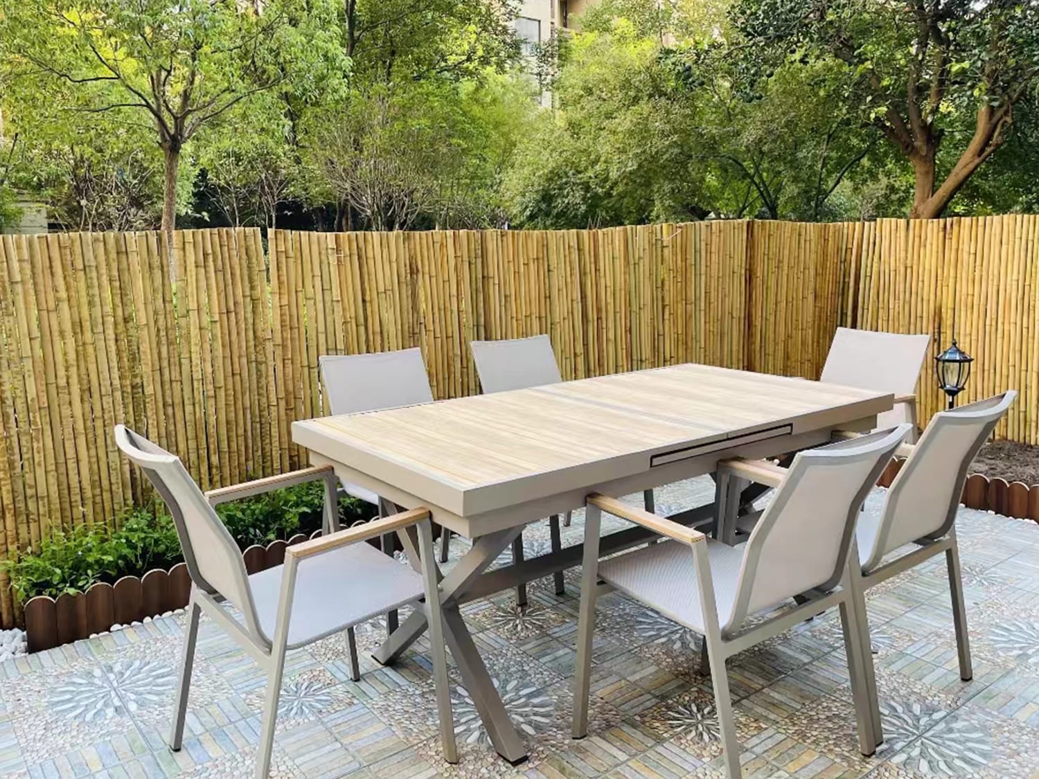 ROTO Outdoor WPC Top with Aluminium Frame Extendable Dining Table 180 ...