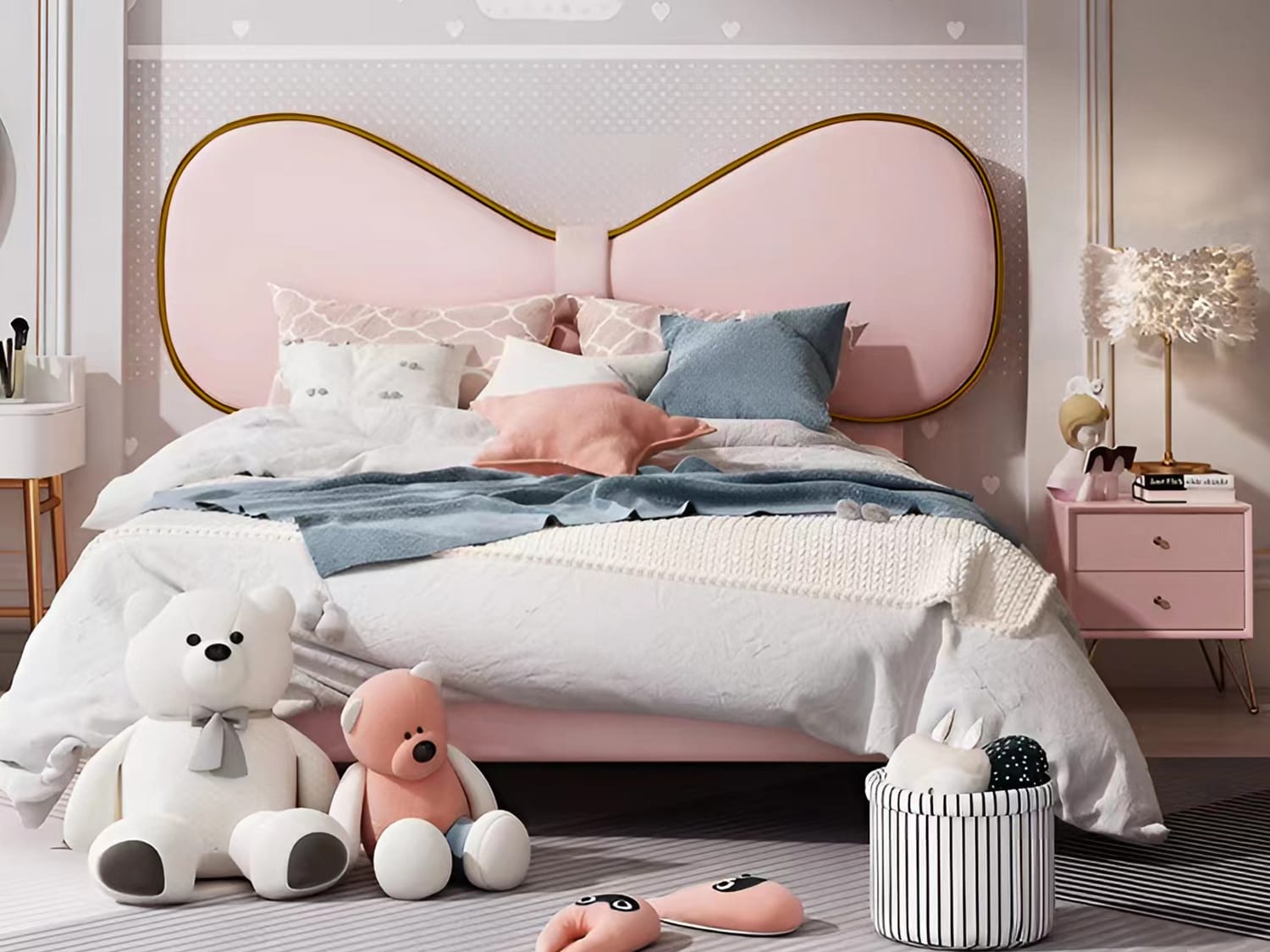 Barbie Bowknot Leather Bed Frame Agape Furniture