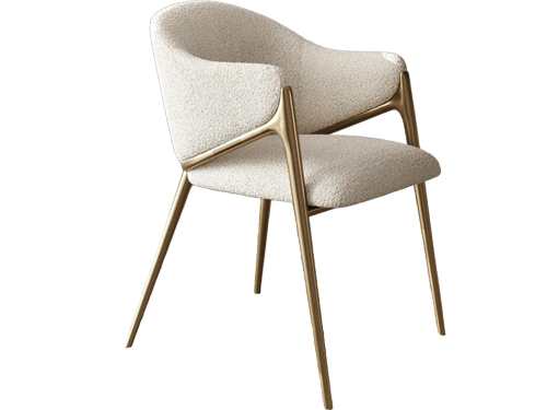 Karratha Bouclé Dining Chair with stainless frame-Gold/Black