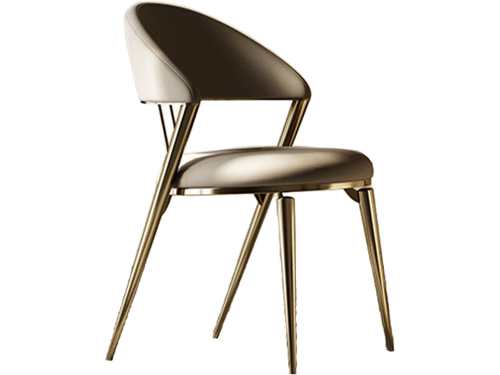 Mukinbudin Stylish style Leather Dining Chair-Gold/Grey