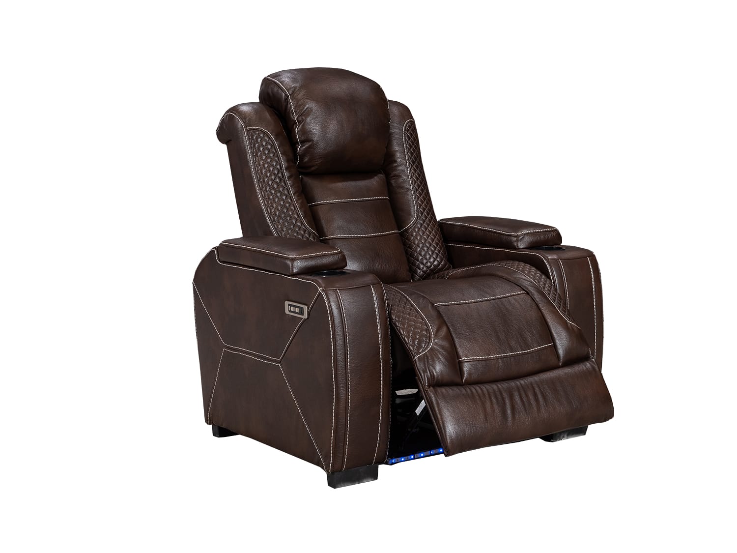 Norseman ELECTRIC LED light Single Seat Recliner with Adjustable HeadrestBrown/Black Agape