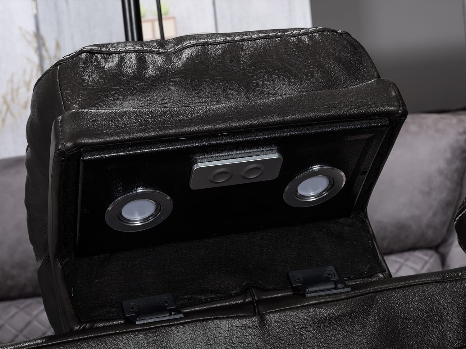 Norseman ELECTRIC LED light 3 Seater Recliner with Adjustable HeadrestBlacK/Brown Agape Furniture