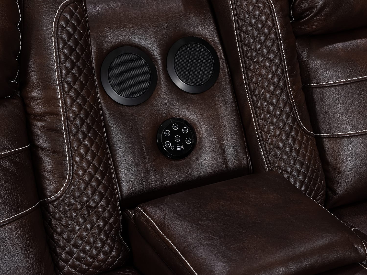 Norseman ELECTRIC LED light 2 Seater Recliner with Adjustable HeadrestBrown/Black Agape Furniture