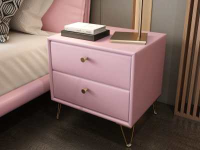 Parma Modern Bedside Table-Pink/Off-White