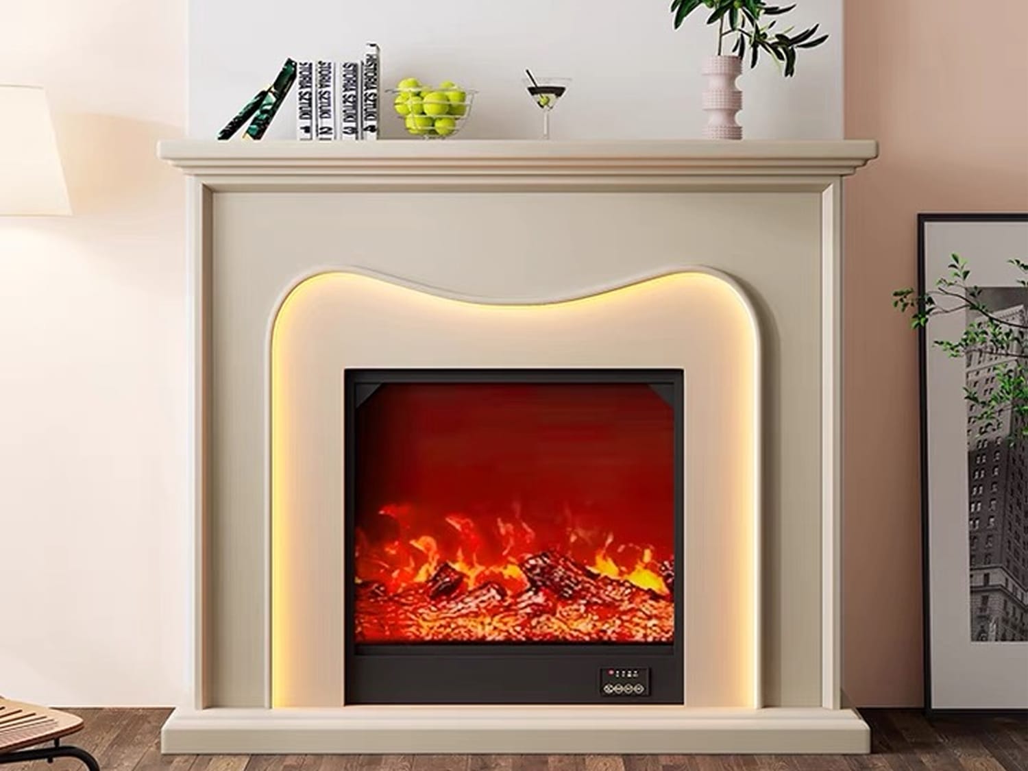 Maffra Decorative/Electric Heater Fireplace with LED Optical Artificial