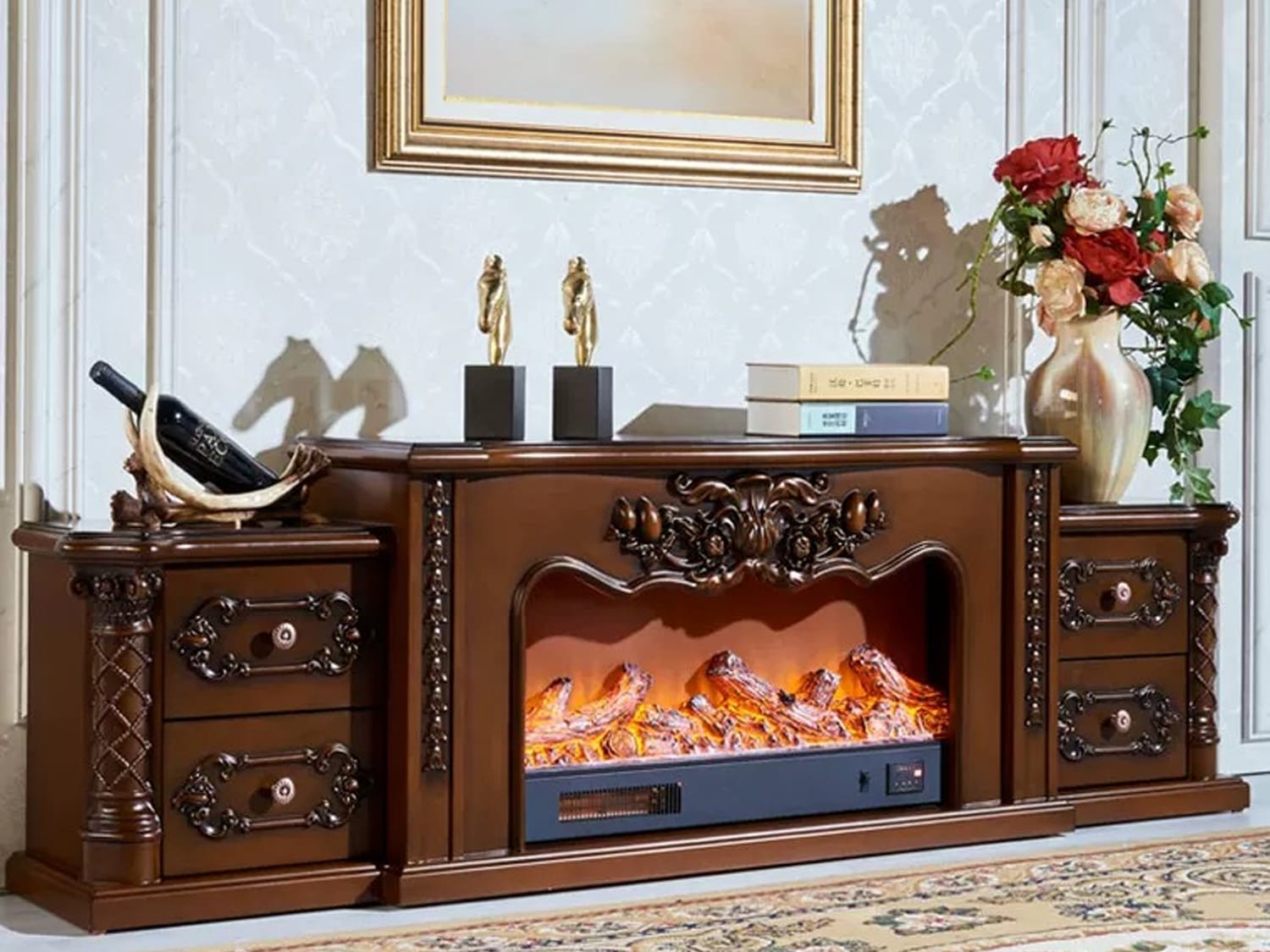 Kainantu Decorative/Electric Heater Fireplace with LED Optical ...