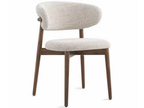 Troy Linen Dining Chair-Walnut/Black/Natural Wooden Frame