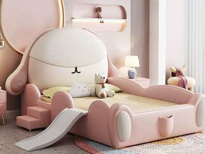 Vian Kid's Bed Frame-Without Removable Slide&Stairs/With Removable Slide&Stairs-Single/King Single/Double