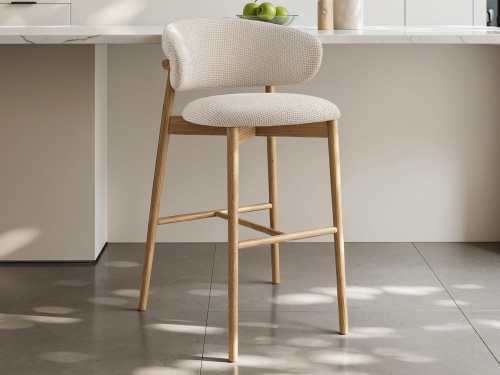 Troy Wooden Bar Stool-Walnut/Black/Natural
