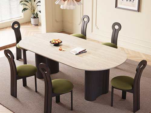 Bencubbin Travertine Sintered Stone Dining Table-Black-140/160/180/200/220CM