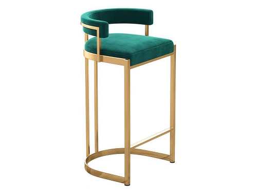 Bridger Modern Velvet Bar Stool-Blackish Green/Black/White