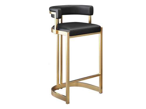 Bridger Modern Microfiber Leather Bar Stool-Black/White/Blackish Green