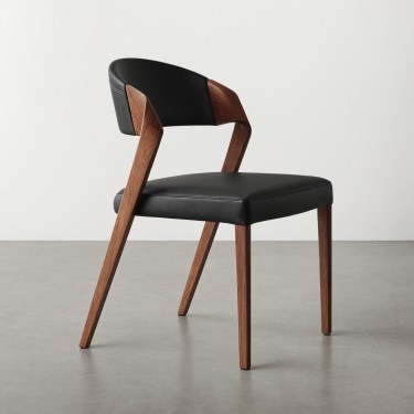 Berrin Wooden Leather Dining Chair-Black/White/Brown-Walnut/Black Wooden Frame