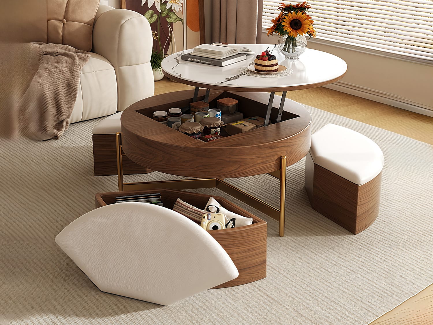 Wooden Street Coffee Table With Benches Underneath Watkins Marble