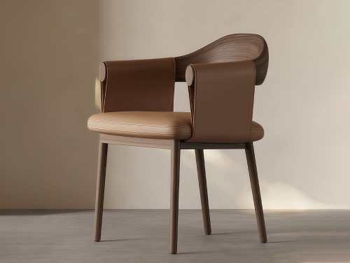 Gardner Modern Leather Dining Chair-Brown/Olive Green