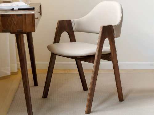 Melba Modern Leather Dining Chair-Beige/Grey/Brown
