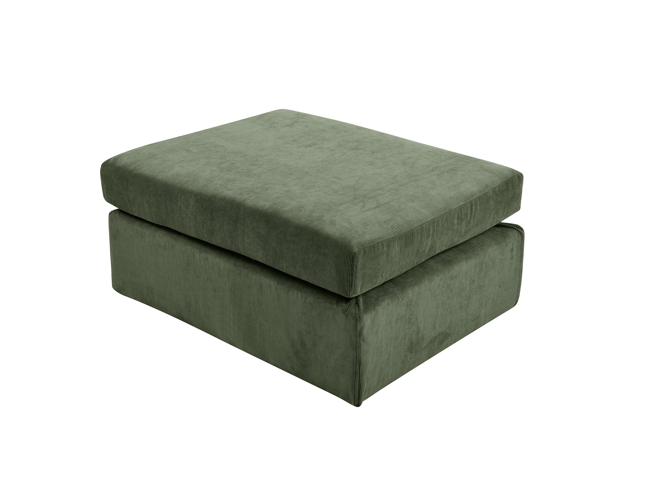 Ackley Modern Corduroy Fabric Ottoman-Orange/Blackish Green | Agape Furniture