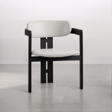 Murdock Modern Leather Dining Chair-Black/White/Green/Brown-Black Wooden Frame