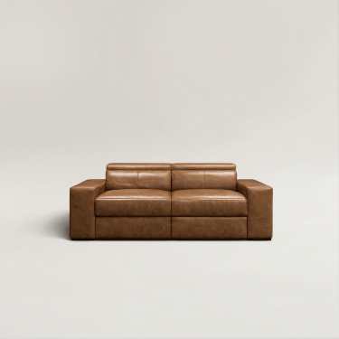 Piora Leather Modular Electric 2-Seater Recliners Lounge with USB chargers/Headrests/Footrests in Tan/Oatmeal/Black colour