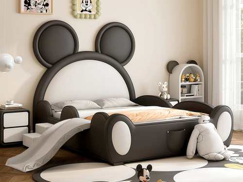 Darin Modern Fence Style Kid's Bed Frame-With/Without Removable Slide&Stairs-King Single/Double/Queen