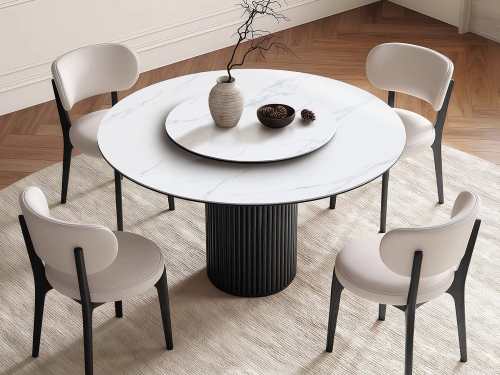 Mac Harabai Sintered Stone Dining Table-With/Without Lazy Susan-Black-120/135/150CM