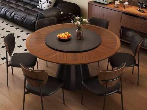 Elsinore Sintered Stone with Wood Grain Design Dining Table-With/Without Lazy Susan-120/130/150CM