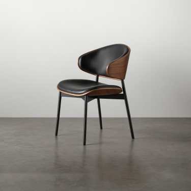 Yemusi Modern Leather Dining Chair-Black/Brown