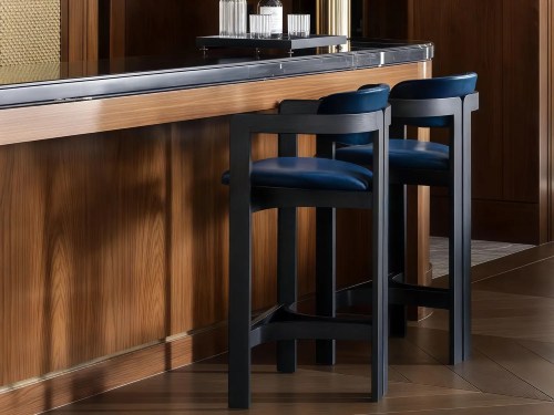 Murdock Modern Leather Bar Stool-White/Black/Blue/Brown