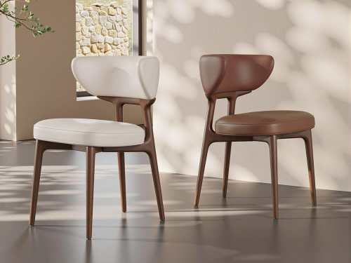 Cara Modern Wooden Leather Dining Chair-White/Brown/Black