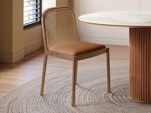 Malvern Modern Wooden Leather Dining Chair-Off white/Black/Brown - Main Image