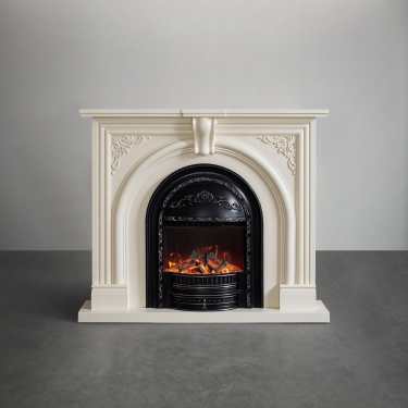 Stanley Electric Heater Fireplace with LED Optical Artificial Flame-Cream/Black-130CM