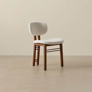 Salida Bouclé Dining Chair-White/Blackish Green