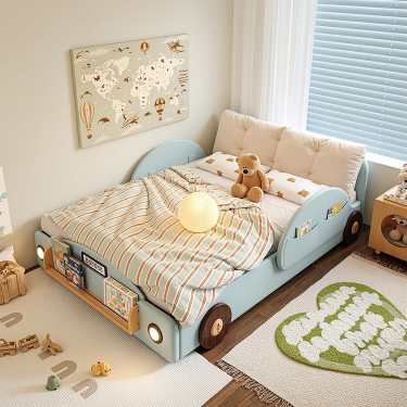 Narra Storage Kid's Bed With Mattress-Blue/Brown