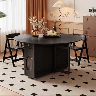 Celje Collapsible Wooden Dining Table With Pulleys