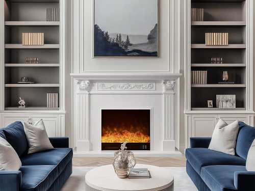 Cardinia Decorative/Electric Heater Fireplace with LED Optical Artificial Flame-Cream/White/Brown-150CM