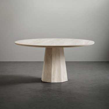 Hook Round Travertine Sintered Stone Dining Table-135/150CM