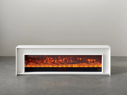 Kellyville Decorative/Electric Heater Fireplace with LED Optical Artificial Flame-White/Cream-200CM