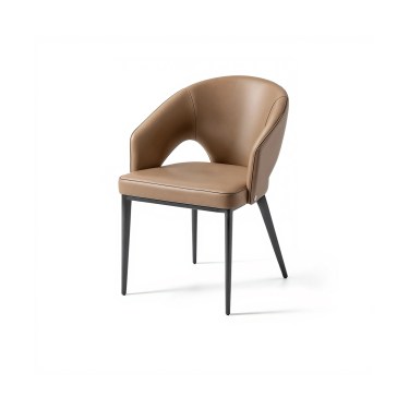 Bilina Modern Leather Dining Chair-Beige/Brown