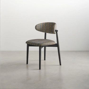 Bres Modern Linen Dining Chair-Black Wooden Frame