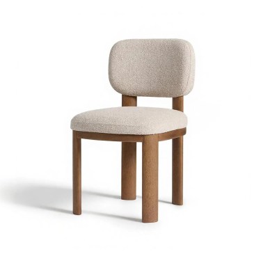 Sande Modern Bouclé Dining Chair-Walnut Wooden Frame